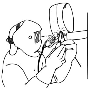 Drawing of welder using APEX3 welding camera