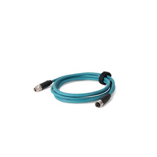 2m X-coded extension cable with male and female connectors