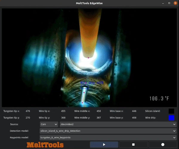 AI keypoint tracking live during weld video