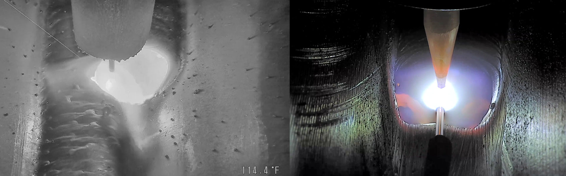 Images of monochrome and color MeltTools MeltView® weld monitoring cameras.