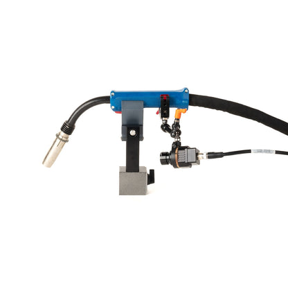 Side view of the MeltView® APEX3 camera attached to welding torch
