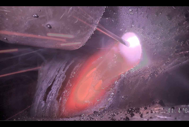 Close-up monitoring of GMAW using the MeltView® APEX3 camera for welding education and the RAD8 illumination system. Welding demonstration courtesy of Weld United. 