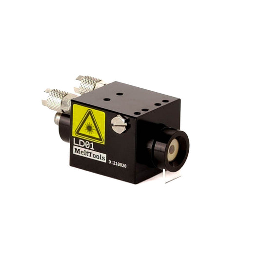 Laser diode in housing with water cooling and spatter guard