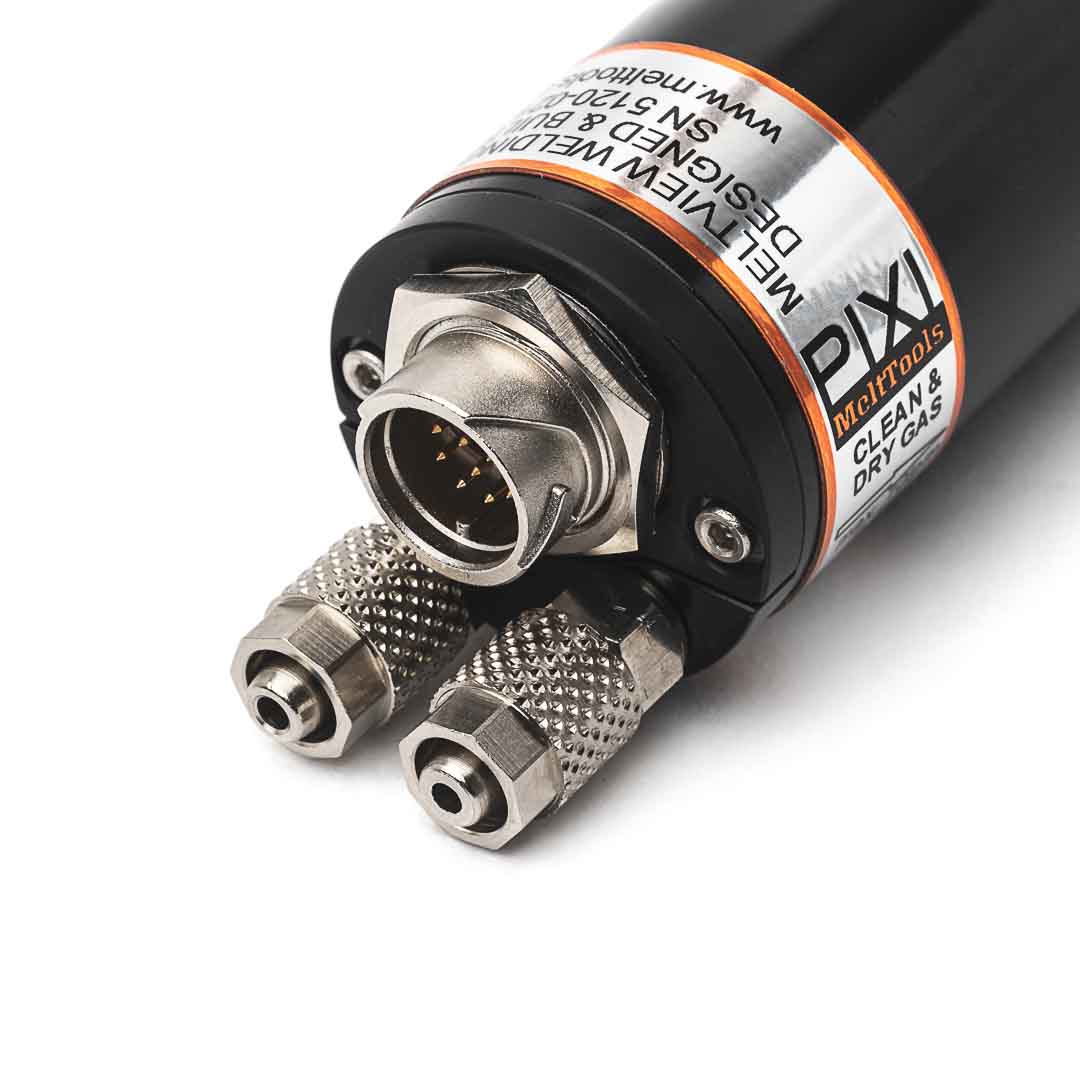 Up close view of the back of the MeltView® PIXI weld monitoring camera