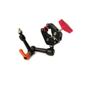 Miniature free arm camera mount with C-clamp