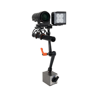 Bench mount for LED and varifocal lens with microphone