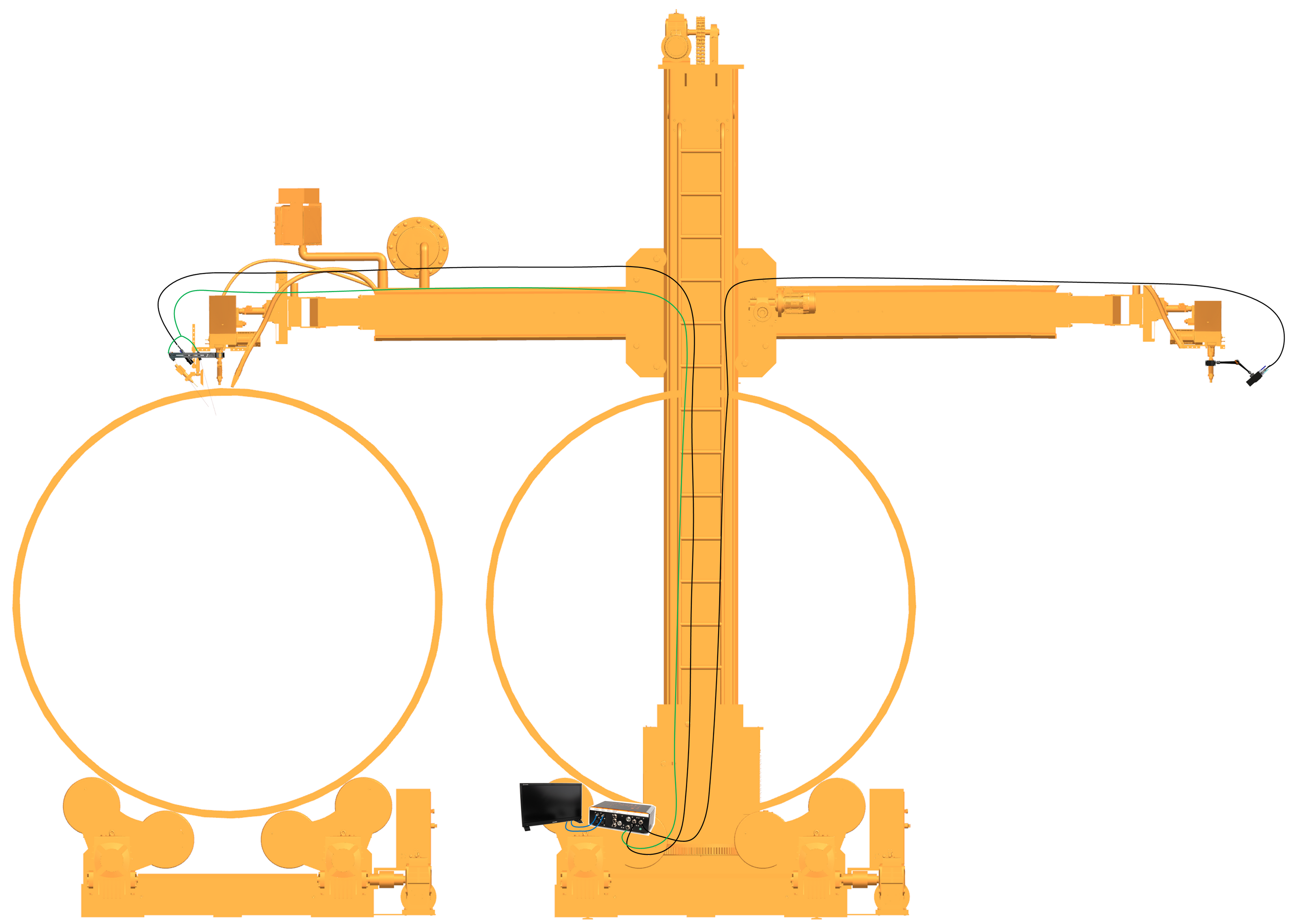 CAD design of SAW and MIG application with the MeltView® DART2 and PIXI weld monitoring cameras.